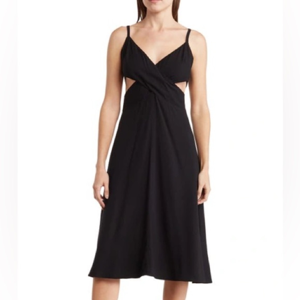 Melrose and Market Black Twist-Front Midi Dress